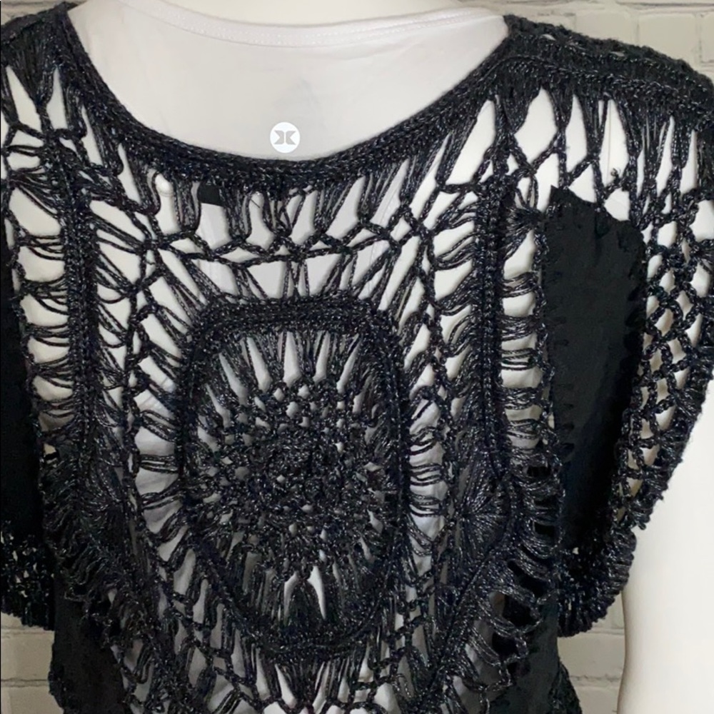 Cecico Crochet Black Sleeveless Top Large - Picture 6 of 7